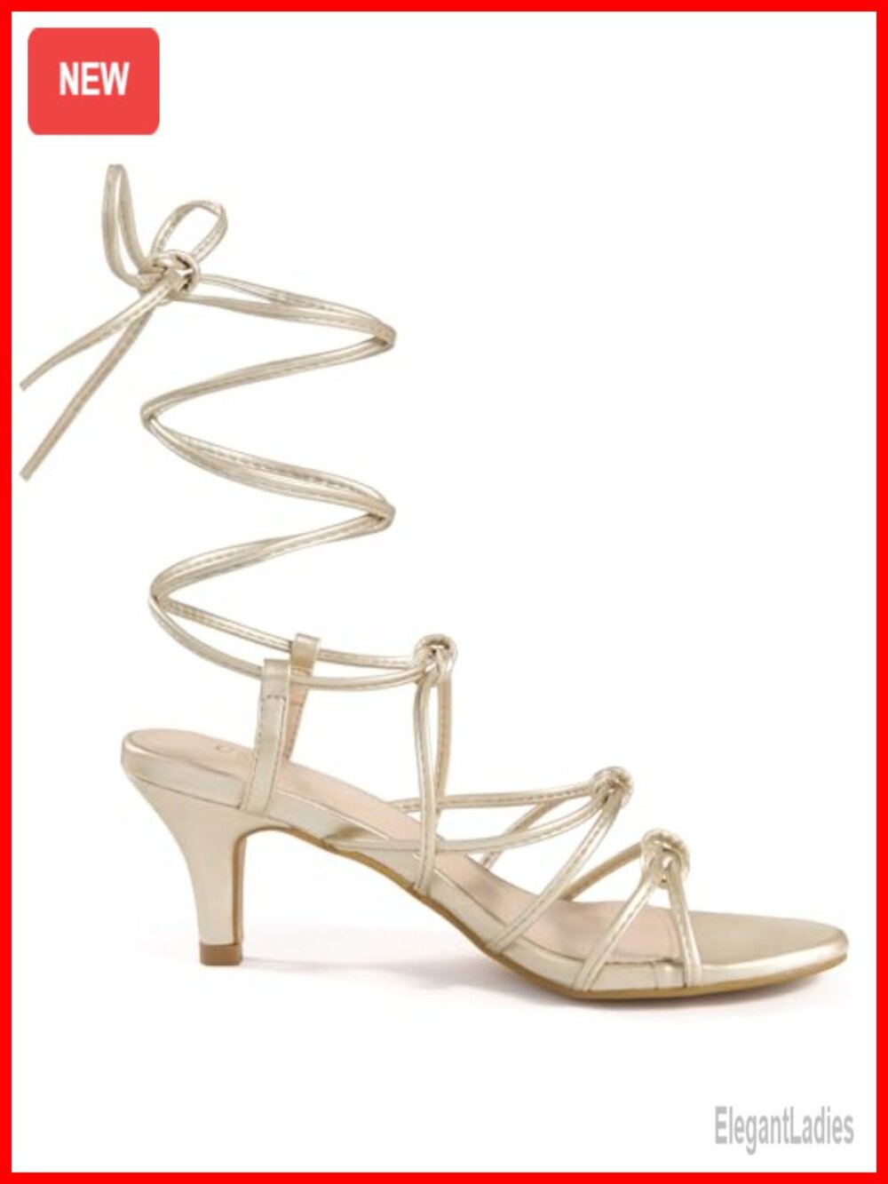 Kitten Heel Strappy Slingback Lace Up Sandals Knot Open Toe